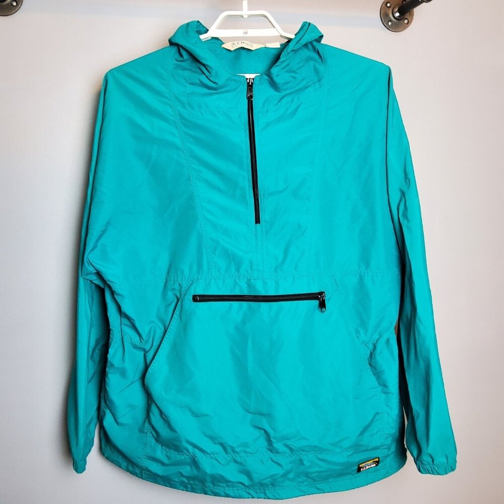 L.L. Bean Men's Tall Teal Light Jacket Size XL Made in USA Hooded Front Pocket